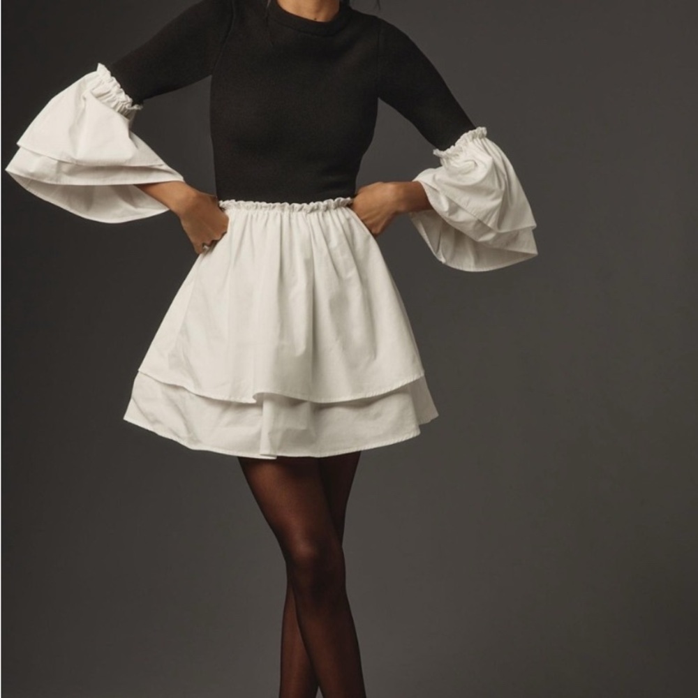 Anthropologie Maeve Long-Sleeve Knit Twofer Mini Dress